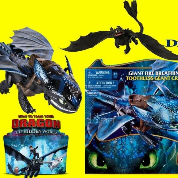 Dreamworks Dragons, Giant Fire Breathing Toothless, 20" Dragon w Fire FX Figure - Picture 2 of 3